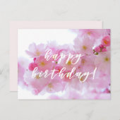 お誕生日おめでとう！ピンクのサクラの花のポストカード ポストカード (正面/裏面)