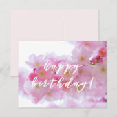 お誕生日おめでとう！ピンクの桜の花のポストカード ポストカード (正面/裏面)