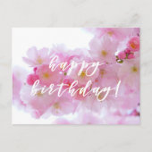 お誕生日おめでとう！ピンクの桜の花のポストカード ポストカード (正面)