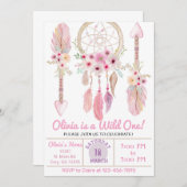 お誕生日おめでとう。ピンク.招待 招待状 (正面/裏面)