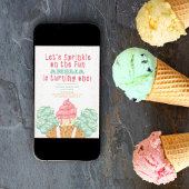 お誕生日おめでとう！ ファンアイスクリーム 1歳の誕生日写真 招待状