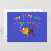 お誕生日おめでとう、フィッシュのバブル人気デザイン ポストカード (正面/裏面)