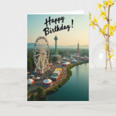お誕生日おめでとう フェリスの輪のカード カード (黄色い花)