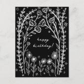 お誕生日おめでとう フラワースケッチ 落書き ポストカード (正面)