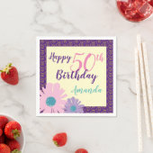 お誕生日おめでとう フローラルフラワーズ 50歳 スタンダードカクテルナプキン (インサイチュ)