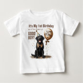 お誕生日おめでとう ブラックラボ カスタム ベビーTシャツ (正面)