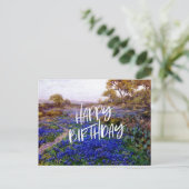 お誕生日おめでとう - ブルーボンネツトの風景画、ブルーボンネツト トワイライト、テキサス州サンアン ポストカード (スタンド正面)