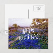 お誕生日おめでとう - ブルーボンネツトの風景画、ブルーボンネツト トワイライト、テキサス州サンアン ポストカード (正面/裏面)