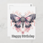 お誕生日おめでとう マジェスティック バタフライ イラスト ポストカード (正面/裏面)