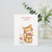 お誕生日おめでとう ママねこ ポストカード (スタンド正面)