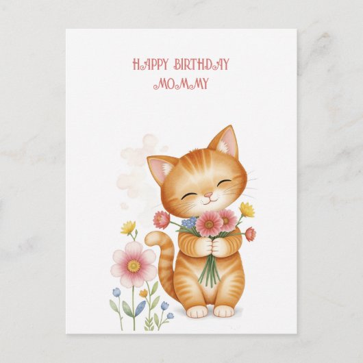 お誕生日おめでとう ママねこ ポストカード (正面)