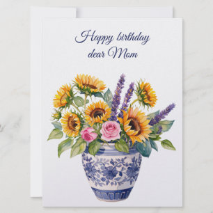 お誕生日おめでとう ママ と 花束 シーズンカード