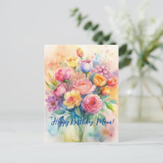 お誕生日おめでとう ママ 水彩フラワーバンチ ポストカード