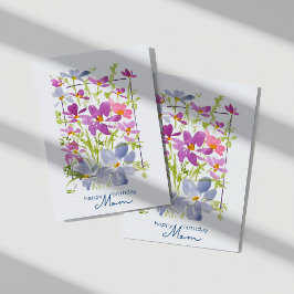お誕生日おめでとう ママ 水彩画の野の花カード カード