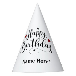 お誕生日おめでとう  ミニマリスト タイポグラフィー カリグラフィー パーティーハット