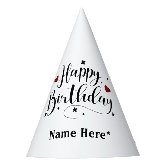 お誕生日おめでとう ミニマリスト タイポグラフィー カリグラフィー パーティーハット (正面)