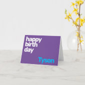 お誕生日おめでとう ミニマル シンプル モダン パープル カード (黄色い花)