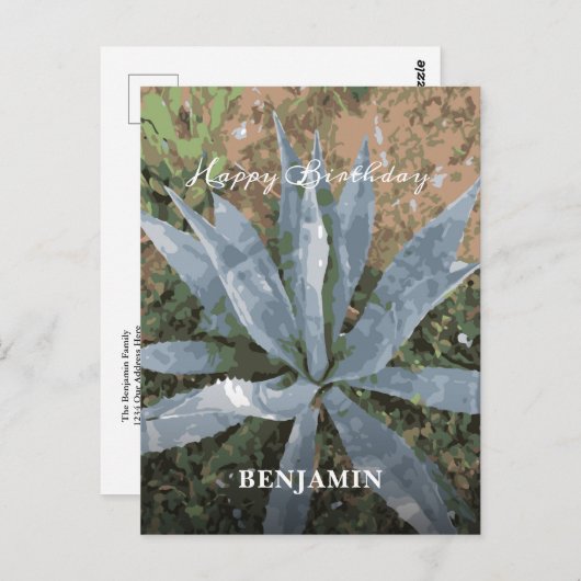 お誕生日おめでとう メンズ 水彩植物 オーダーメイド ポストカード (正面/裏面)