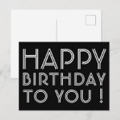 「お誕生日おめでとう！」モノクロ ポストカード (正面/裏面)