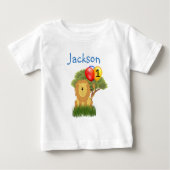 お誕生日おめでとう ライオン ボーイ 名入れTシャツ ベビーTシャツ (正面)