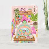 お誕生日おめでとう リラックス 女性 花 お母さん 女の子 母親 カード (正面)