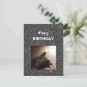 お誕生日おめでとう。 ローズをくわえたテックスード猫 ポストカード (スタンド正面)