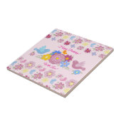 お誕生日おめでとう ワイルド フラワーズ ガーデン 鳥の模様 タイル (側面)