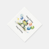 お誕生日おめでとう 不思議なかわいいカエルと風船 スタンダードカクテルナプキン (角)