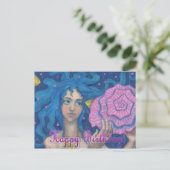 「お誕生日おめでとう」人魚の水中ファンタジー ポストカード (スタンド正面)