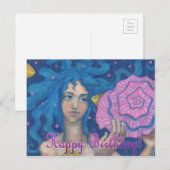 『お誕生日おめでとう』人魚の海中ファンタジー ポストカード (正面/裏面)