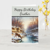 お誕生日おめでとう、兄貴の鹿のバックスン カード (黄色い花)