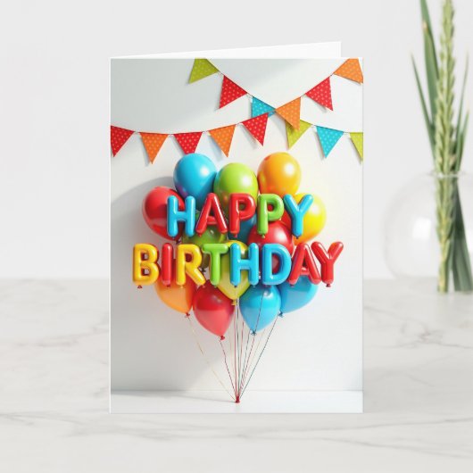お誕生日おめでとう 光沢のある文字のカード カード (正面)