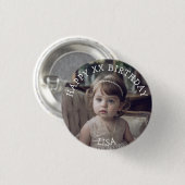 お誕生日おめでとう！写真と名前と年齢が入ったボタン 缶バッジ (正面&裏面)