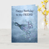 お誕生日おめでとう 友達はタコのように顔に貼りつく名言 カード (黄色い花)