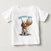 お誕生日おめでとう 受賞者 ビーグル 犬 風船 カスタム ベビーTシャツ (正面)