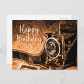 お誕生日おめでとう 古いヴィンテージ フィルム カメラ ポストカード (正面/裏面)
