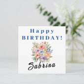 お誕生日おめでとう 可愛い花 誕生日お祝いカード サンキューカード (スタンド正面)
