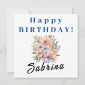 お誕生日おめでとう 可愛い花 誕生日お祝いカード サンキューカード (正面)