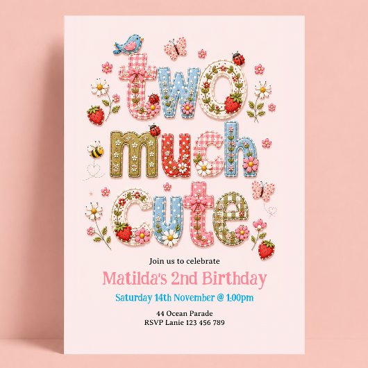 お誕生日おめでとう！可愛い2歳の女の子 招待状