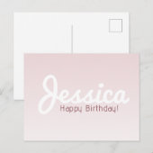 お誕生日おめでとう、名前カスタマイズ | ローズオンブル ポストカード (正面/裏面)