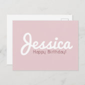 お誕生日おめでとう、名前カスタマイズ | ローズゴールド ポストカード (正面/裏面)