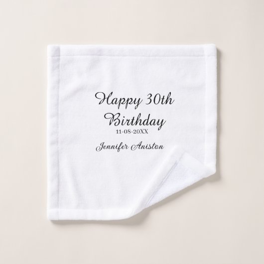 お誕生日おめでとう 名前 日付 シンプル おしゃれ 30歳 ウォッシュタオル (ウォッシュタオル)