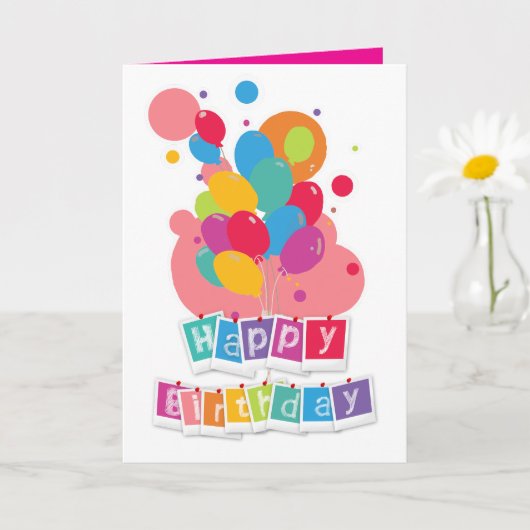 お誕生日おめでとう - 喜びに満ちたお祝いのデザイン カード (小さな植物)