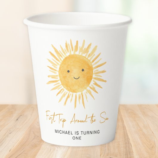 お誕生日おめでとう!太陽の1歳の誕生日 紙コップ