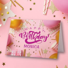 お誕生日おめでとう!女の子のグリーティングカード サンキューカード