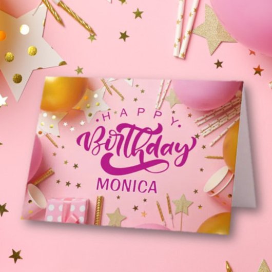 お誕生日おめでとう！女の子のグリーティングカード サンキューカード