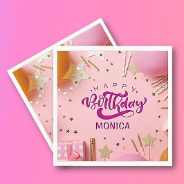 お誕生日おめでとう!女の子のパーティー スタンダードカクテルナプキン