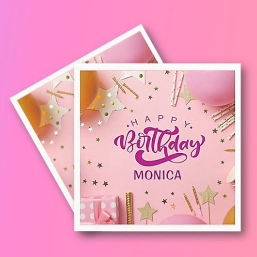 お誕生日おめでとう！女の子のパーティー スタンダードカクテルナプキン