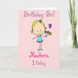 お誕生日おめでとう 女の子 名前入り カード