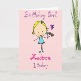 お誕生日おめでとう 女の子 名前入り カード